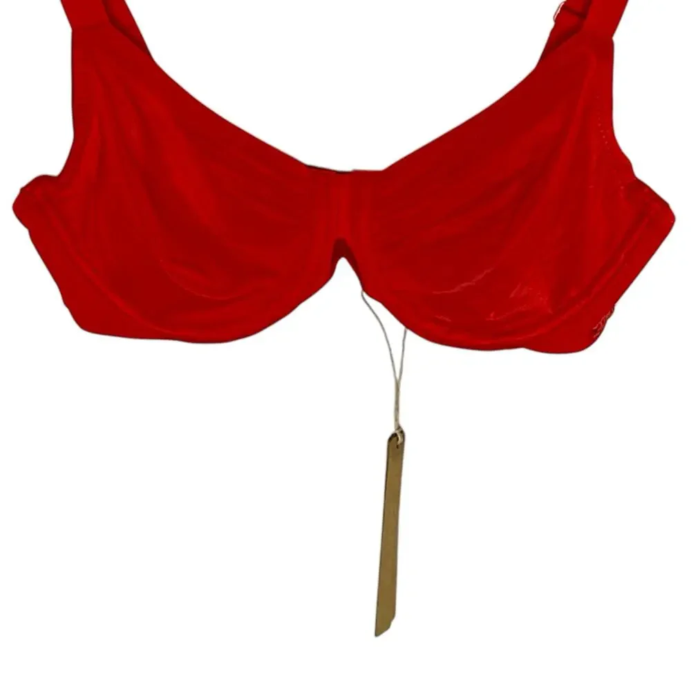 Skims 30C NEW No Show Molded Unlined Demi Bra Red Underwire - Picture 4 of 9